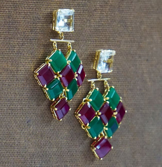 Emerald Ruby Square Dangler
