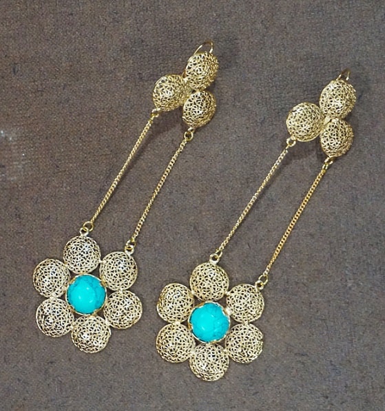 Turquoise Shoulder Dust Danglers