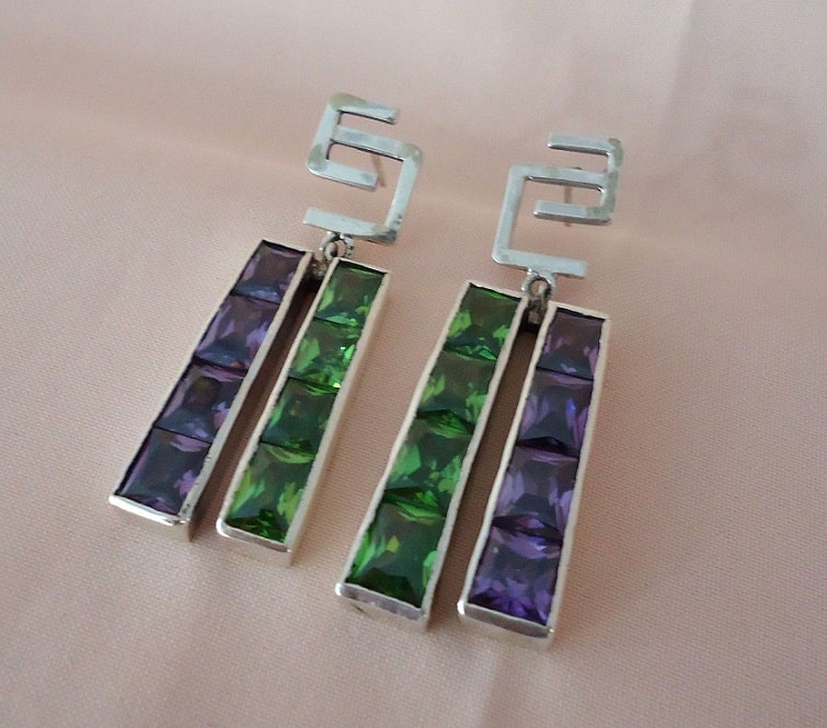 Green & Purple Musical Earrings