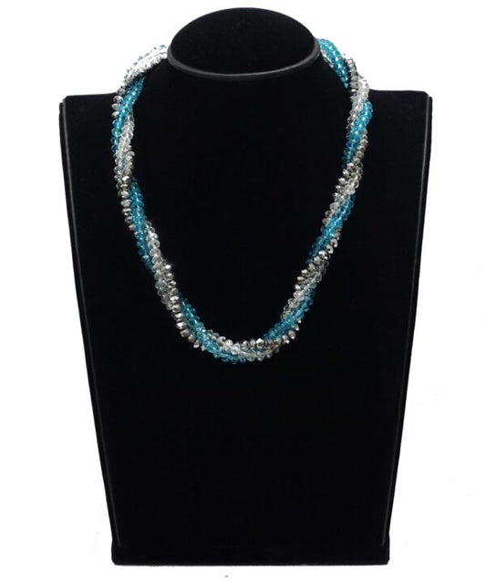 Blue Silver Twisted Necklace