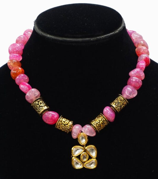 Kundan and imitation necklace set