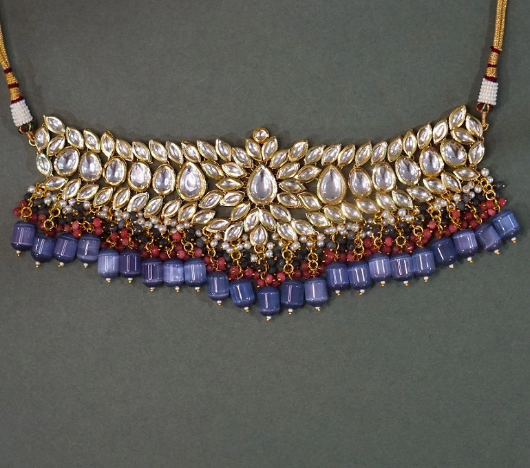 Alankar Kundan Chokar Purple Bridal Set