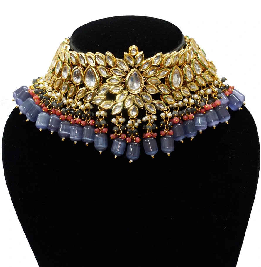 Alankar Kundan Chokar Purple Bridal Set