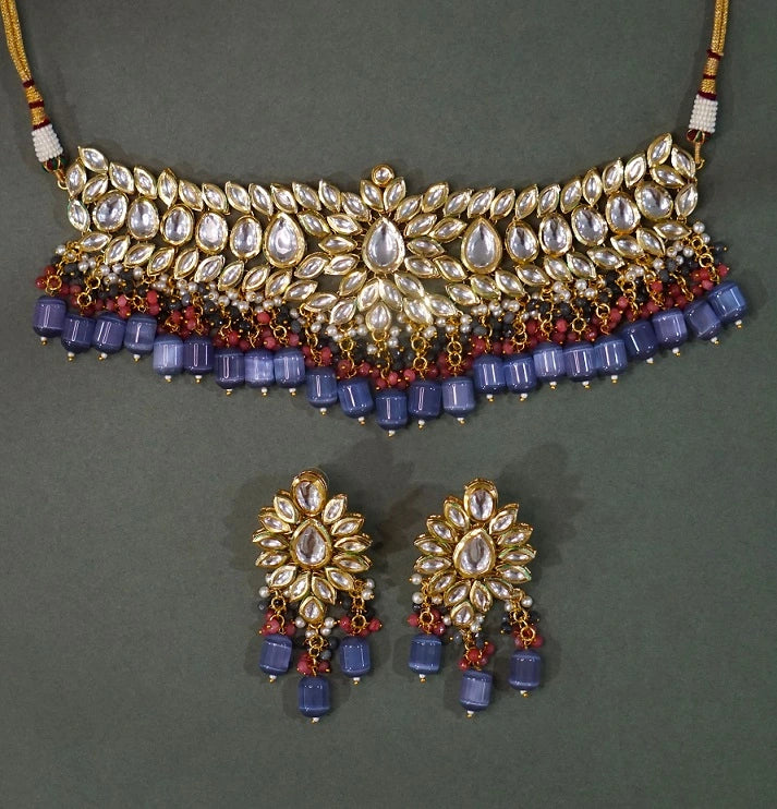 Alankar Kundan Chokar Purple Bridal Set