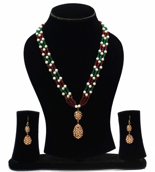 Red & Green Onyx Necklace Set