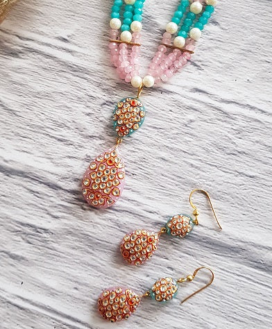 Rose Quartz & Aquamarine Necklace Set