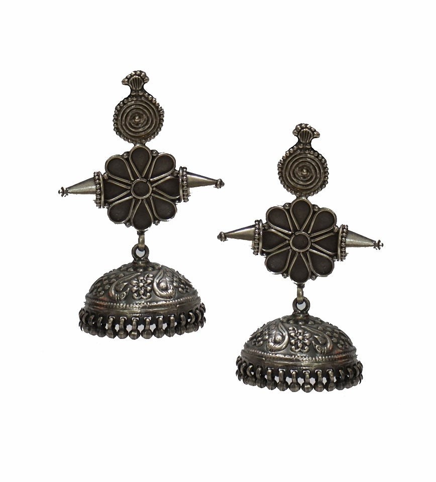 Oxidized Filigree Jhumka