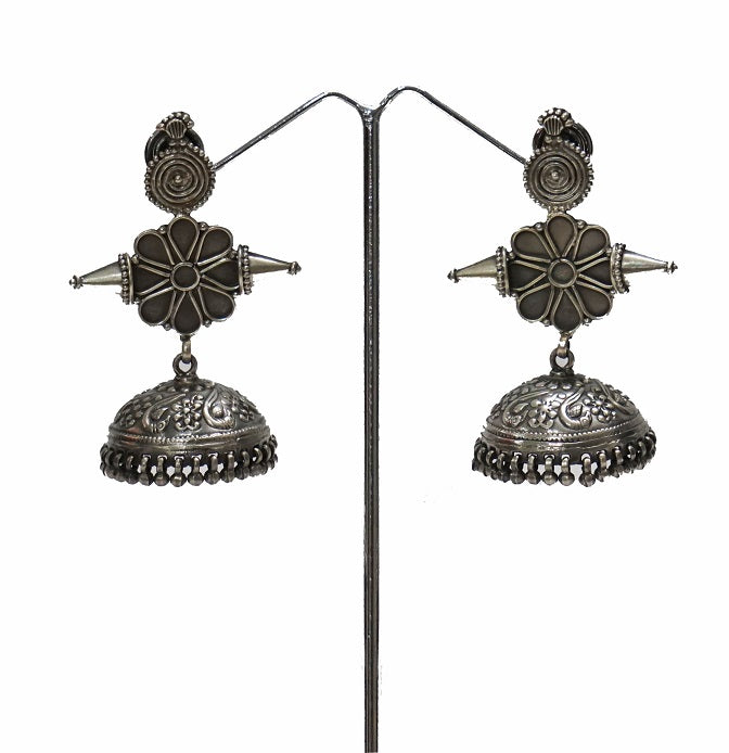 Oxidized Filigree Jhumka