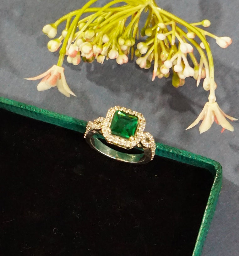 Green Mounted Cocktail Ring