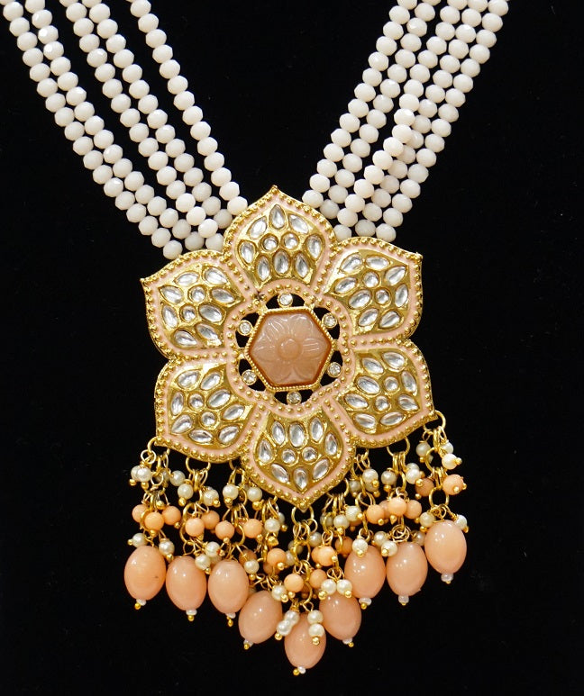 Alankar Peach Flower Long Necklace