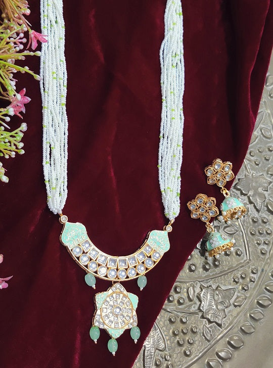 Alankar Mint Green Long Necklace