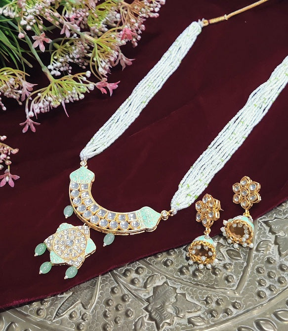 Alankar Mint Green Long Necklace