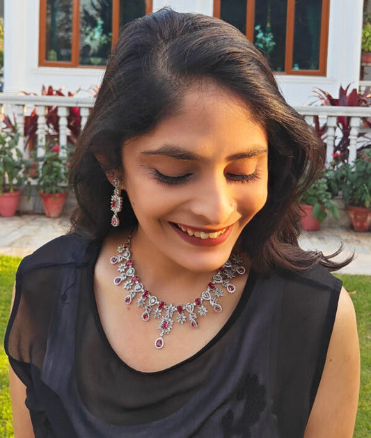 Alankar Ruby Diamond Necklace Set