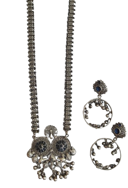 Alankar Oxidized Black Onyx Necklace Set