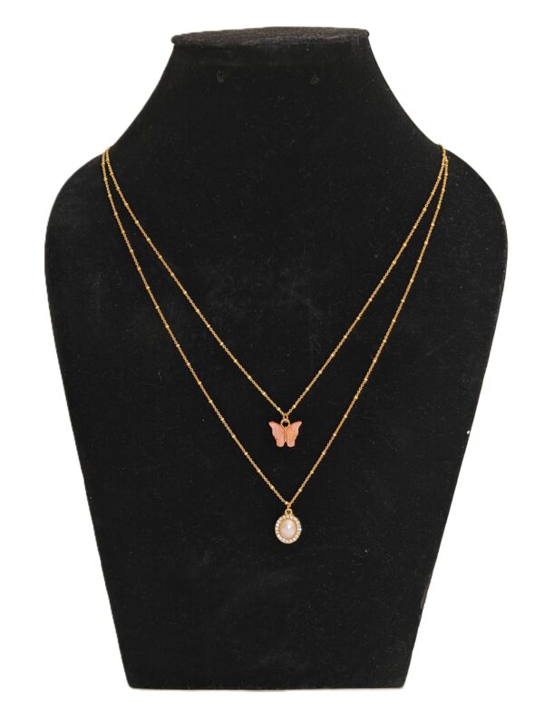 Alankar Chain Pink Butterfly Pendant