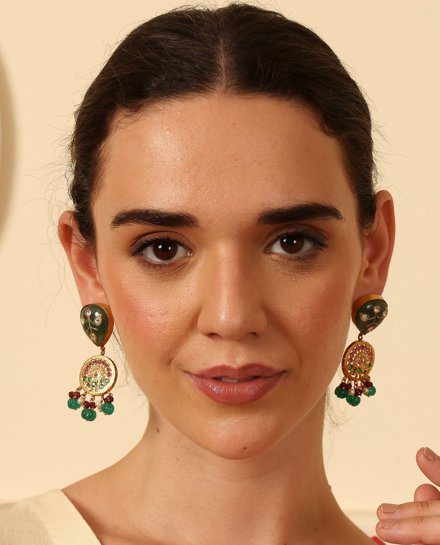 Inlay Aari Drop Earrings