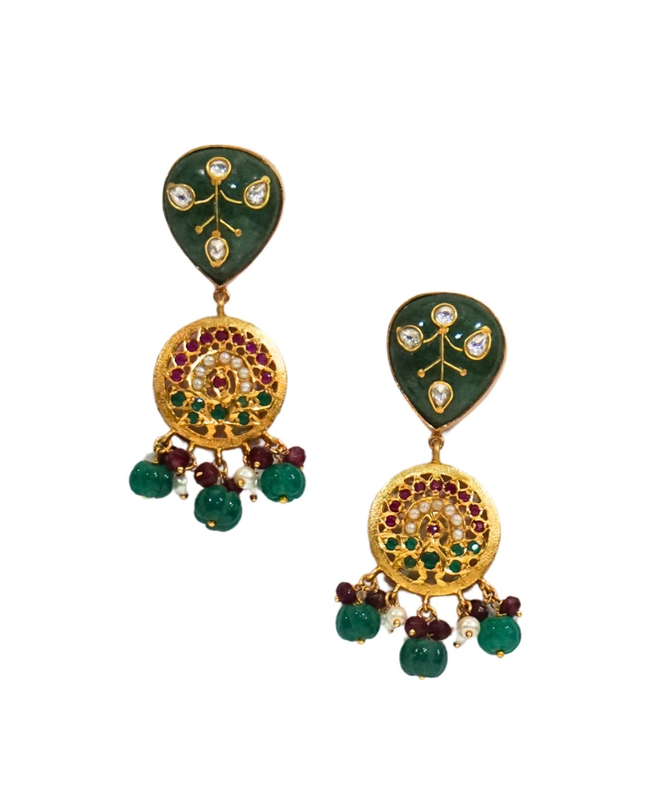 Inlay Aari Drop Earrings