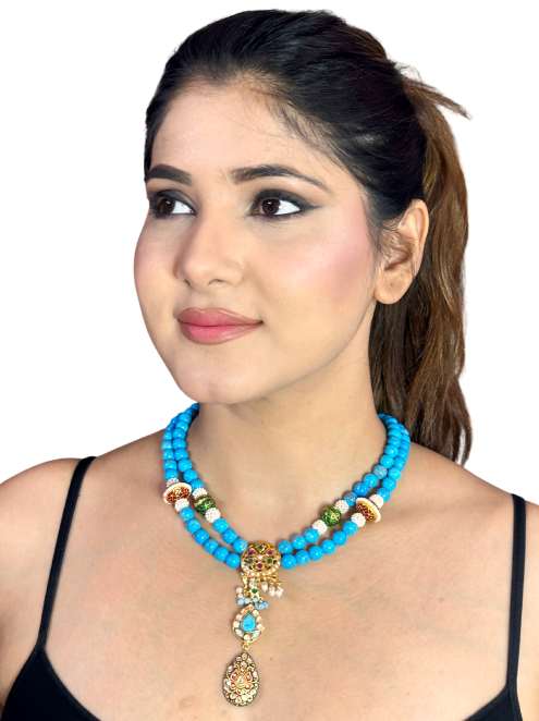 Turquoise Kundan Aari Royal Necklace