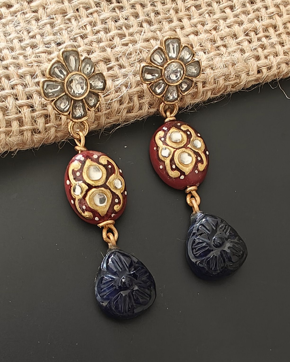 Floral Kundan Drop Earring