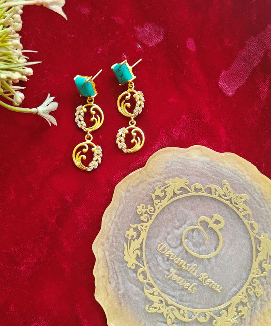 Alankar Floral Turquoise Drop Earring