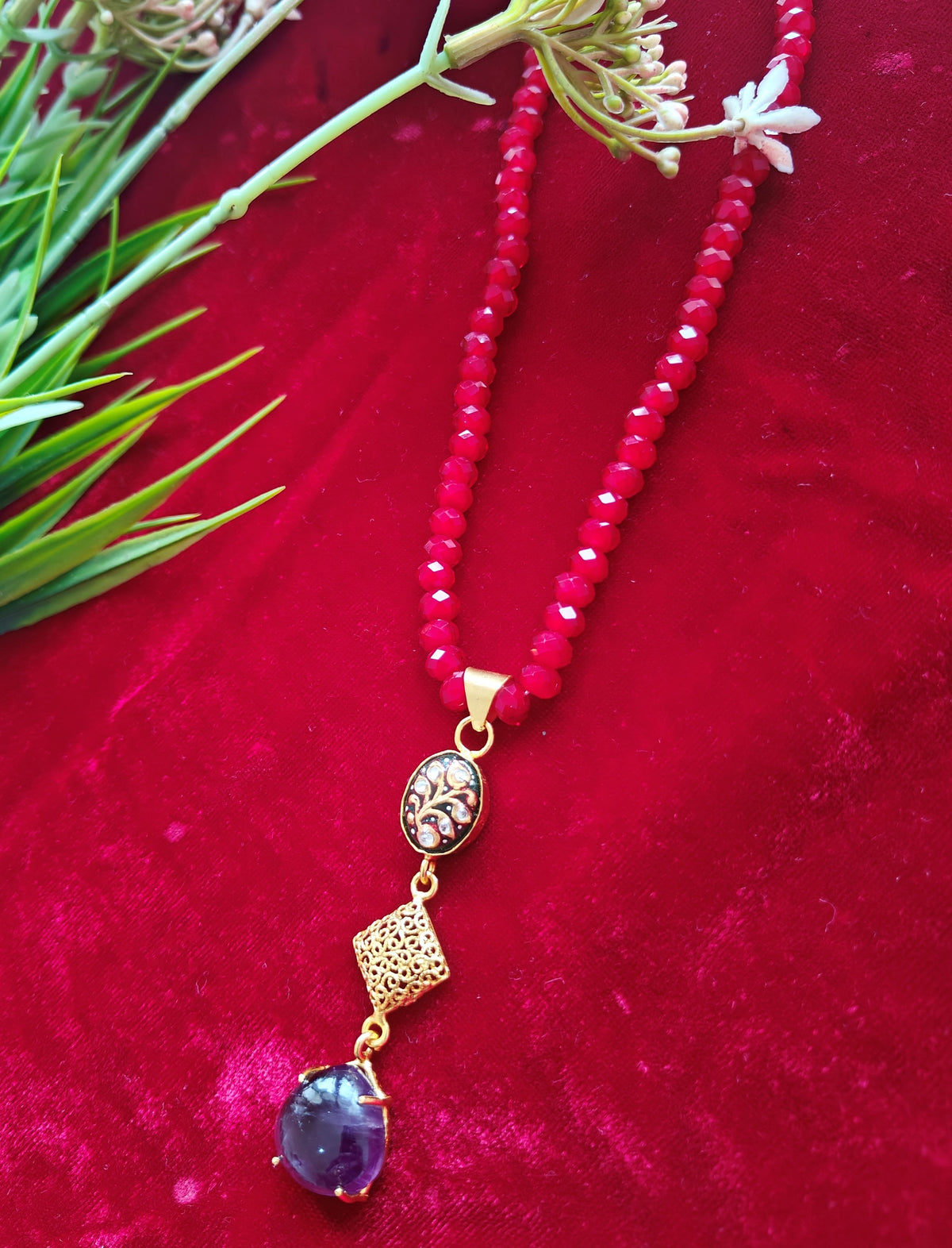 Alankar Amethyst Fusion Nikhar Necklace