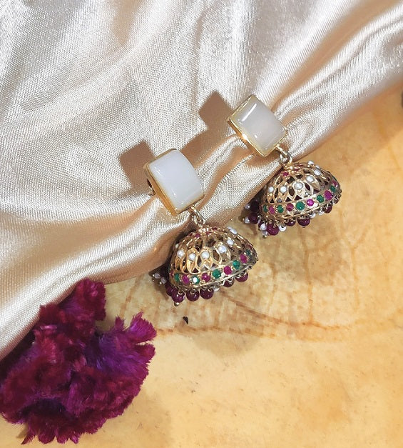 Aari White Jhumka