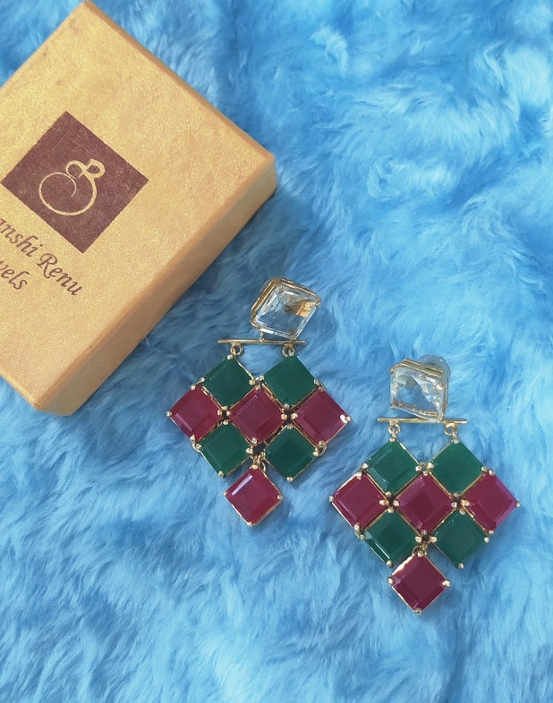 Emerald Ruby Square Dangler