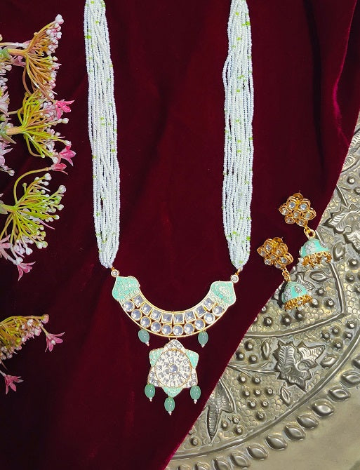 Alankar Mint Green Long Necklace