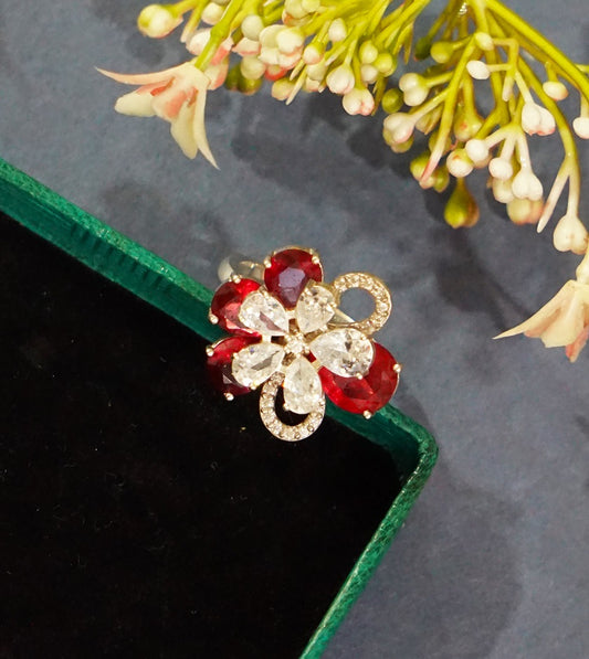 Red Flower Cocktail Ring