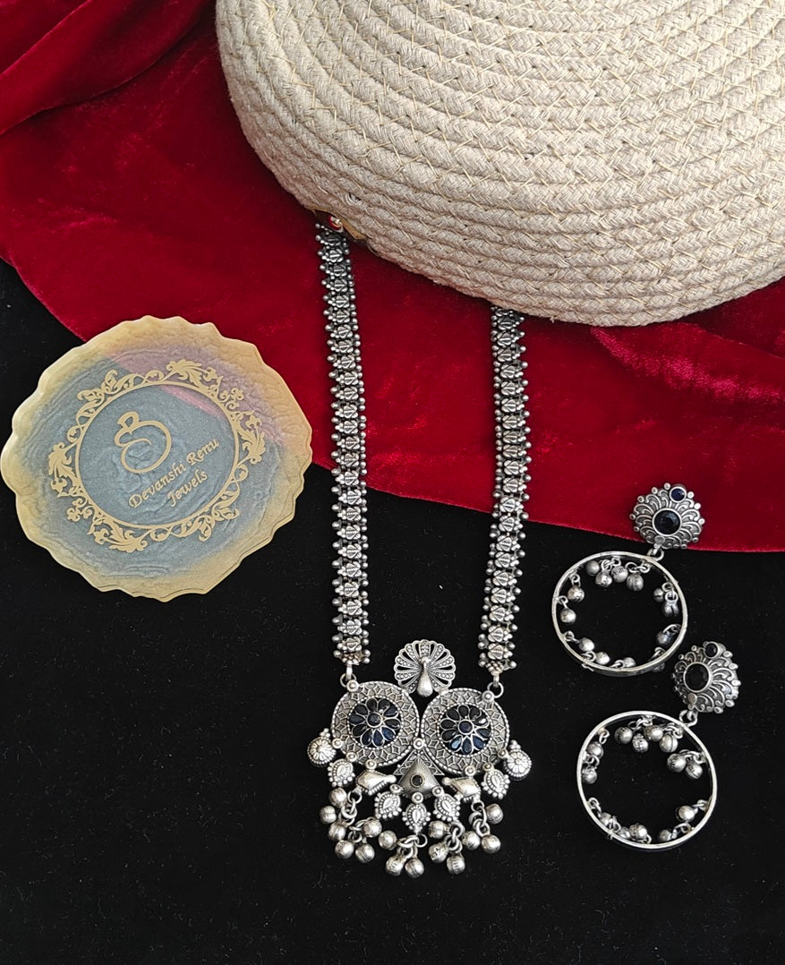Alankar Oxidized Black Onyx Necklace Set