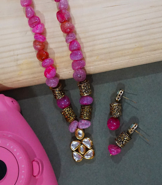 Kundan and imitation necklace set