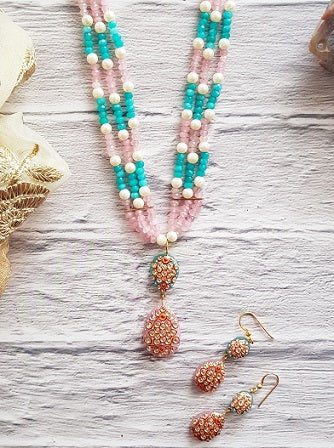 Rose Quartz & Aquamarine Necklace Set