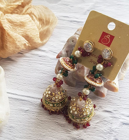 Rose Quartz Painted Jhumka