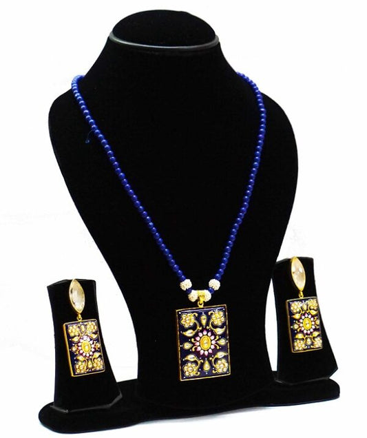 Blue Painted Necklace Set