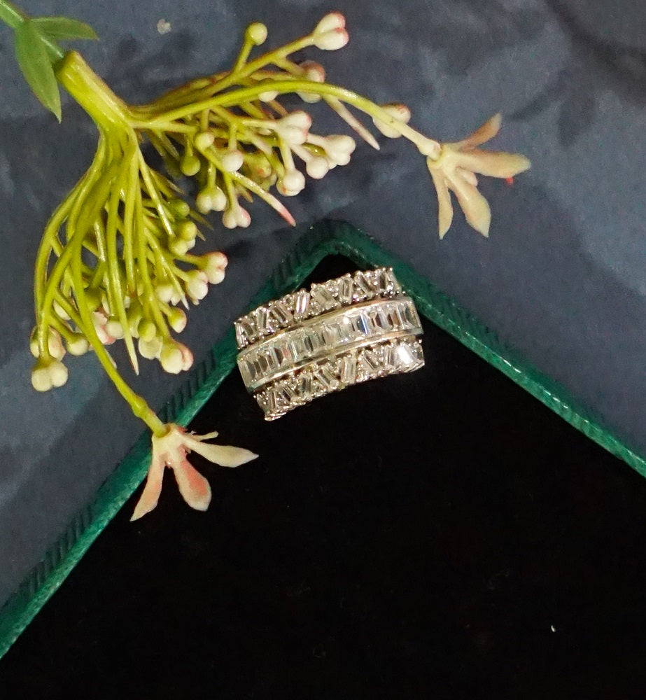 White Elegant Cocktail Ring