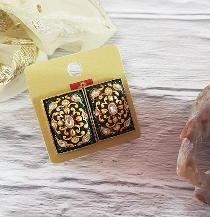 Green Onyx Rectangle Stud