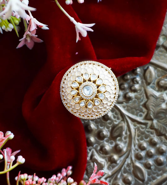 Alankar Peach Round Ring