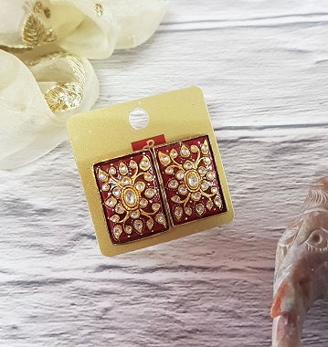 Coral Rectangle Stud
