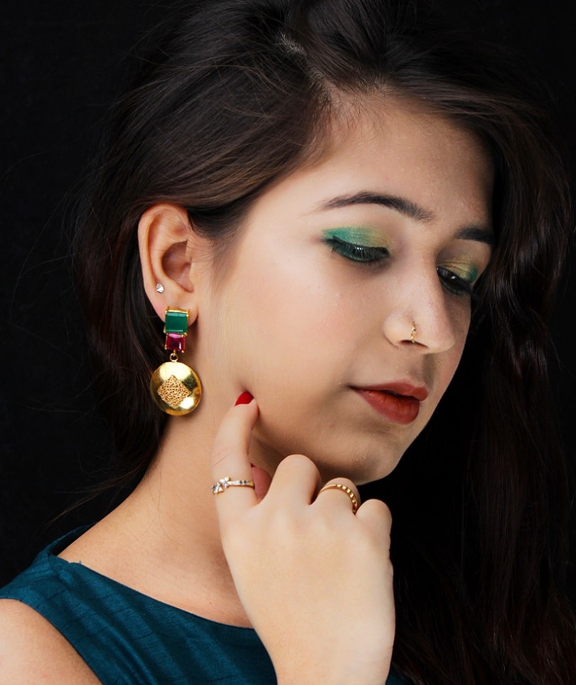 Green Red Filigree Dangler