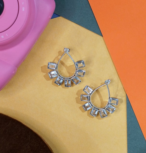 White Pear Drop Earrings