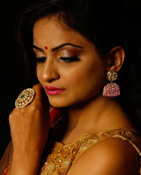 Pink Meenakari Danglers