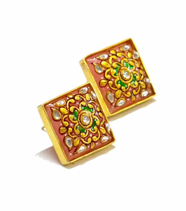 Pink Quartz Square Stud