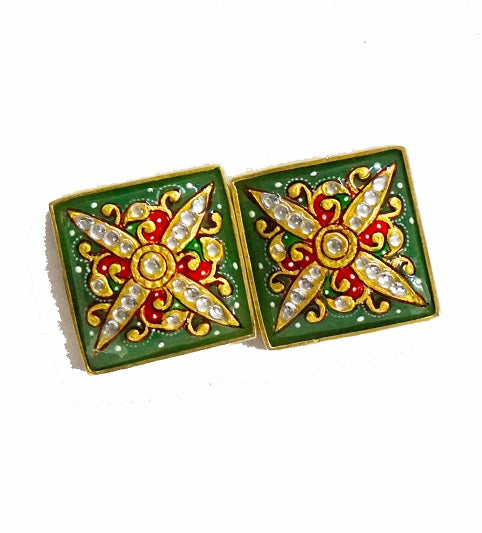 Green Onyx Square Stud