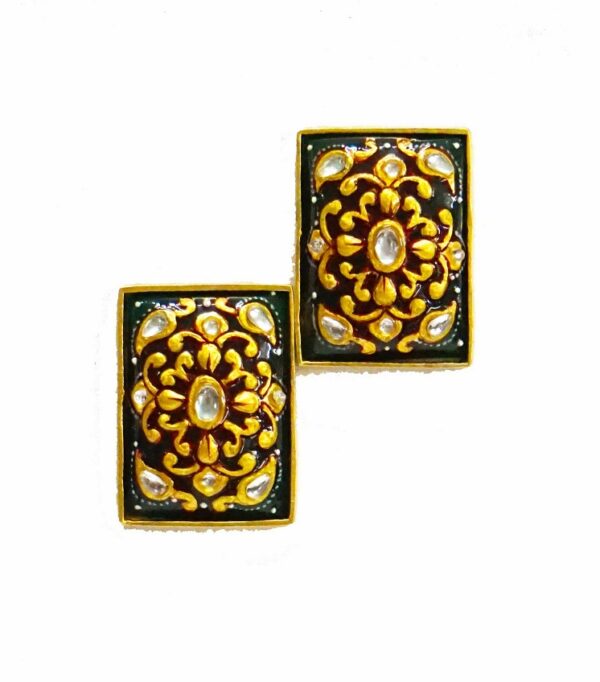 Green Onyx Rectangle Stud