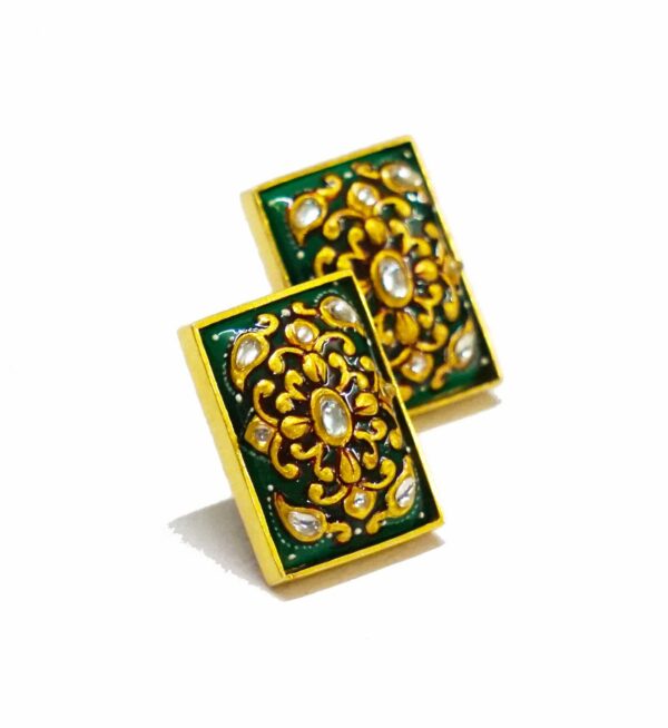 Green Onyx Rectangle Stud