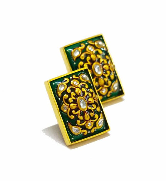 Green Onyx Rectangle Stud