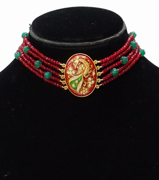 Red Peacock Necklace Set