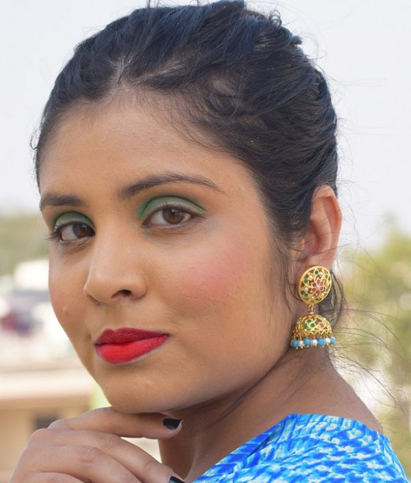 Aari Turquoise White Jhumka