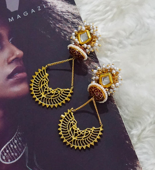 Kundan Meena Bead Dangler