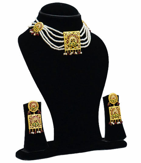 Aari Square Red White Set